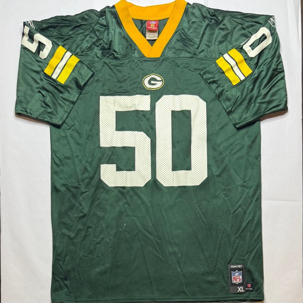 Vintage Green Bay Packers AJ Hawk #50 Jersey Reebok Size  XL NFL Y2k